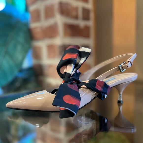 PRADA Nude Patent Pointed Sling Back Pumps SZ 36.5 (6.5 US) - Picture 1 of 9